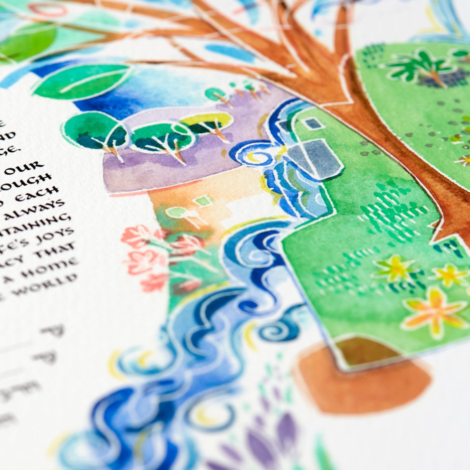 Serenity in Nature: Two Trees Ketubah Marriage Contracts by Risa Aqua