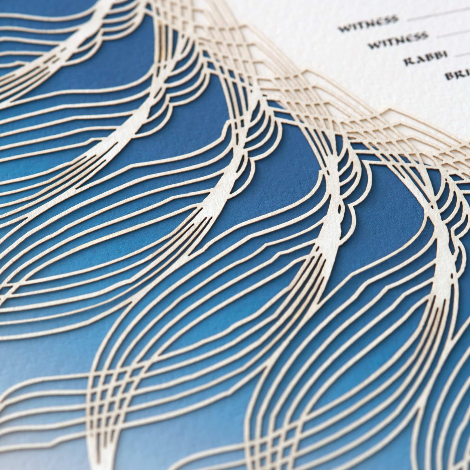 Solar Papercut Blue Ketubah Art by Ruth Mergi