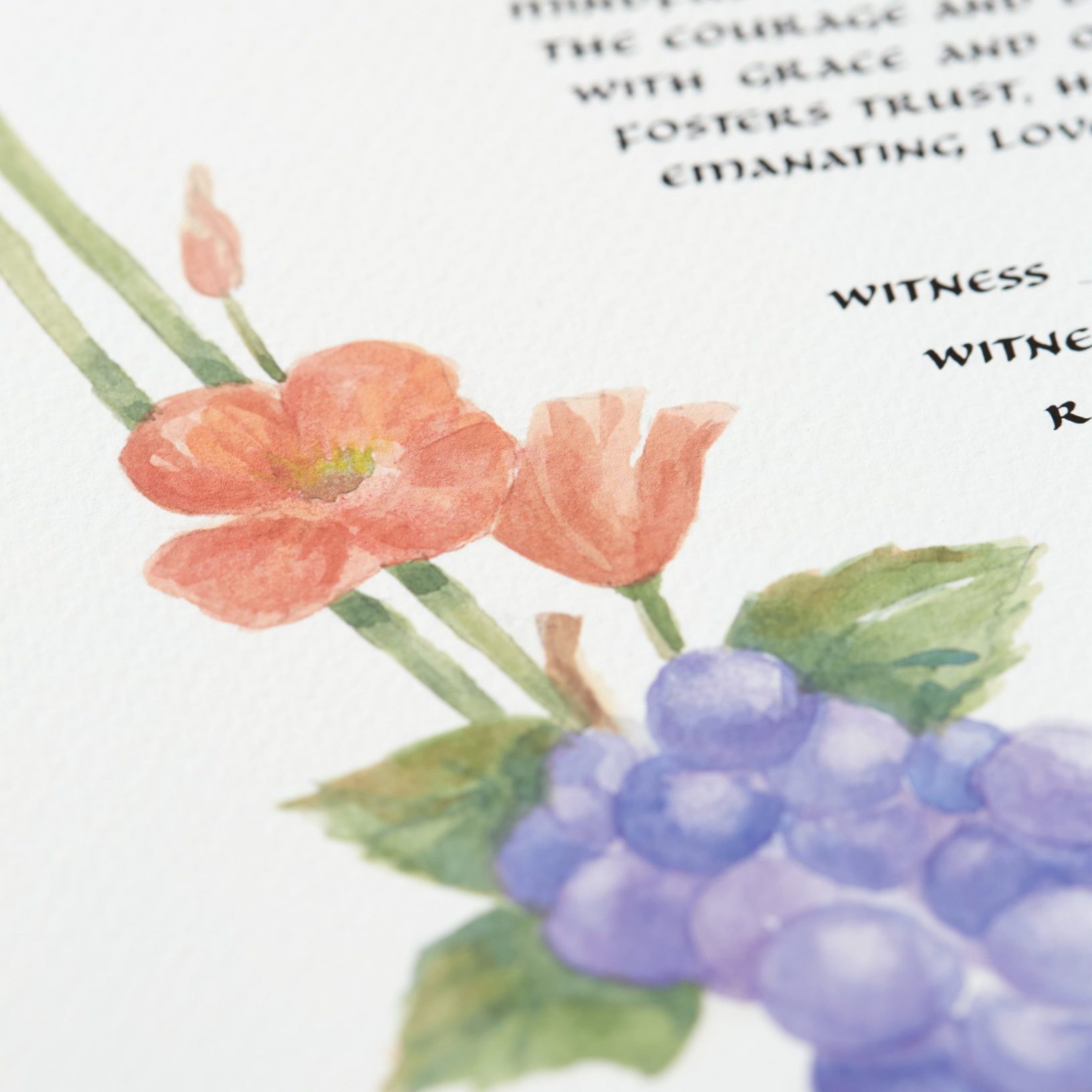 Circle of Poppies and Grapes Ketubah Art by Susan Cone Porges