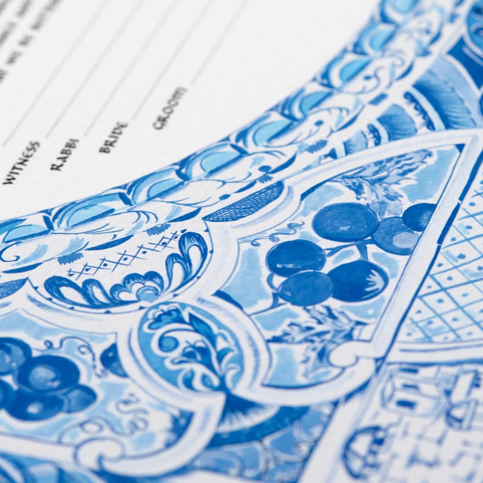 Blue - The Embodiment of Spirituality & Equilibrium Ketubah Art by Angela Munitz