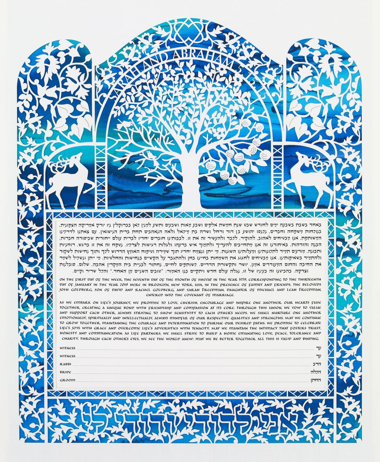 Cycles of Life Personalized Papercut Ketubah Toronto by Enya Keshet