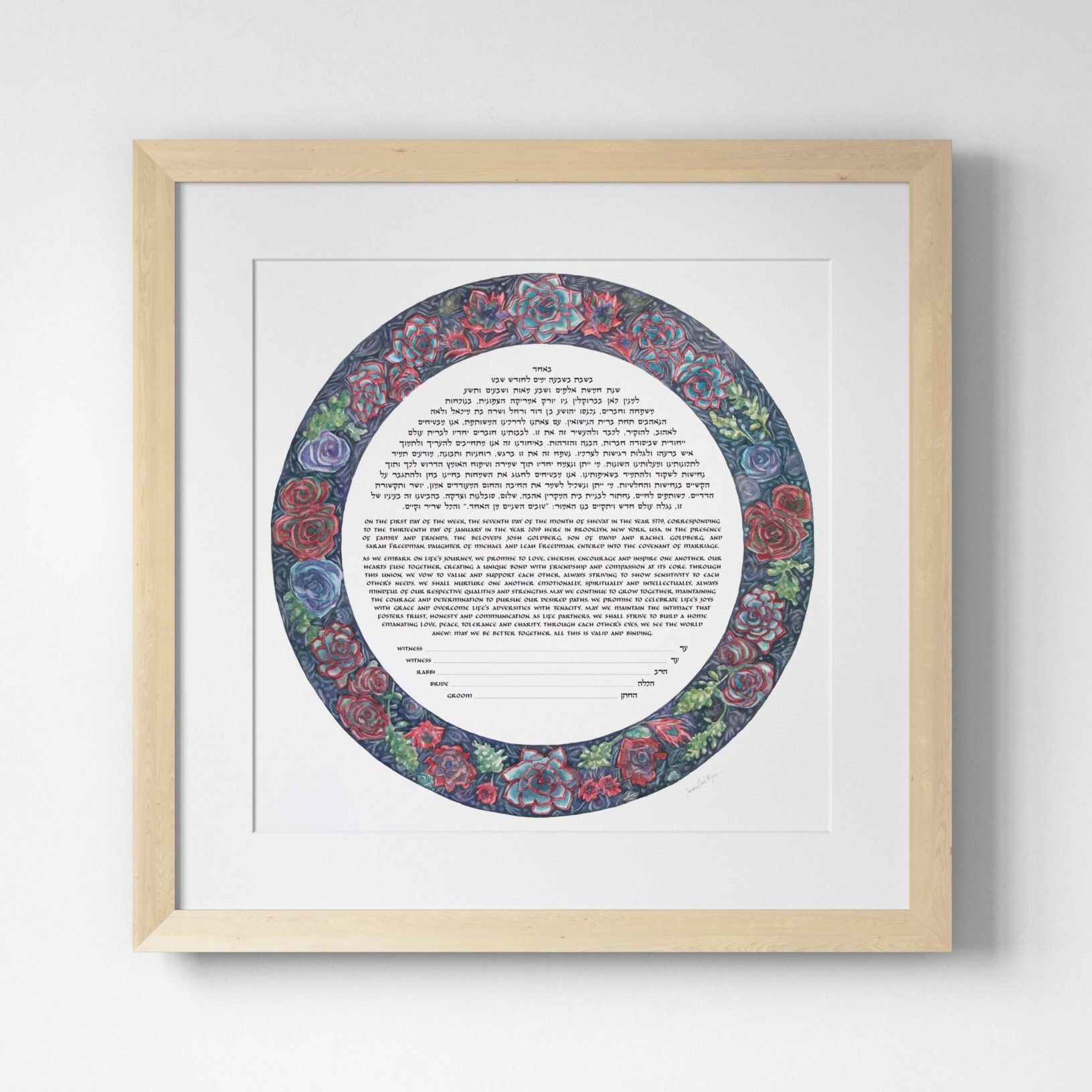 Circle Of Succulents Ketubah For Sale by Susan Cone Porgesv