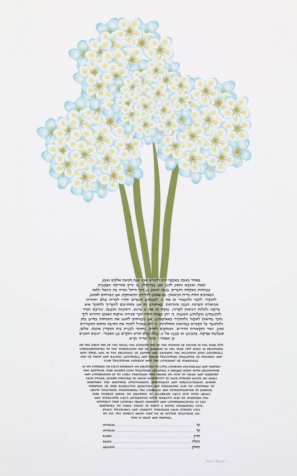 modern-naomi-broudo-giclee-prints-hydrangea-bouquet-pastel-ketubah-jewish-wedding-1