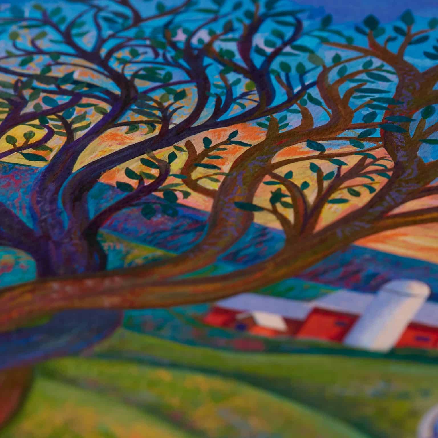 Country Sunset Ketubah Jewish Wedding by Lori Loebelsohn