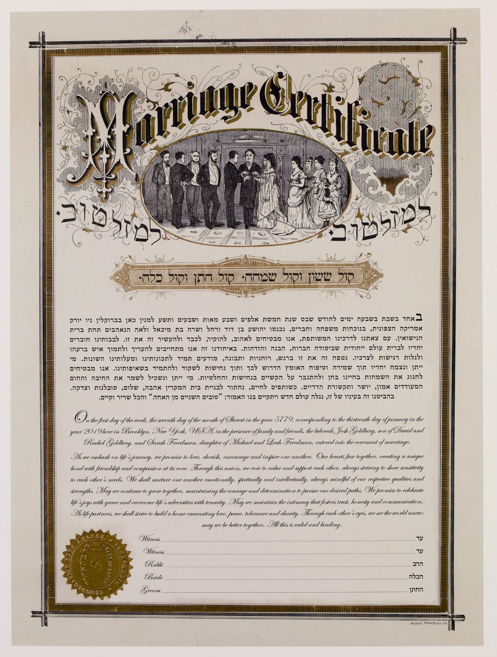 Richmond, Virginia, 1891 Ketubah Marriage Contracts by The Jewish Museum