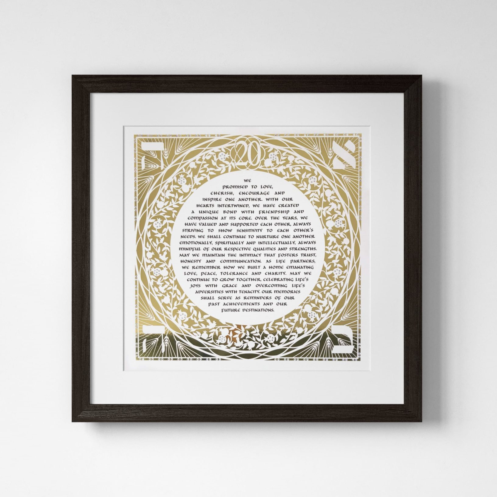 Enya Keshet Luxe Love Personalized Papercut Luxe Gold Anniversary Gift Print Store