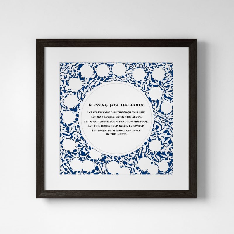 Angela Munitz Papercuts Pomegranates Papercut Blue Home Blessings Marriage Contracts