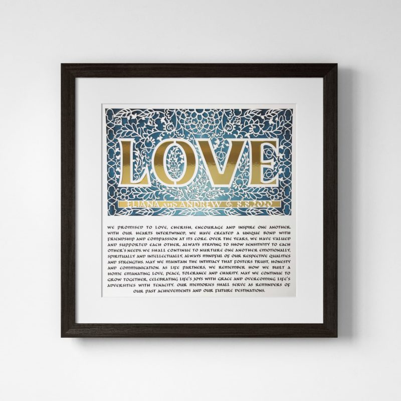 Enya Keshet Luxe Big Love Personalized Papercut Luxe Gold Anniversary Gift Print Marriage Contracts