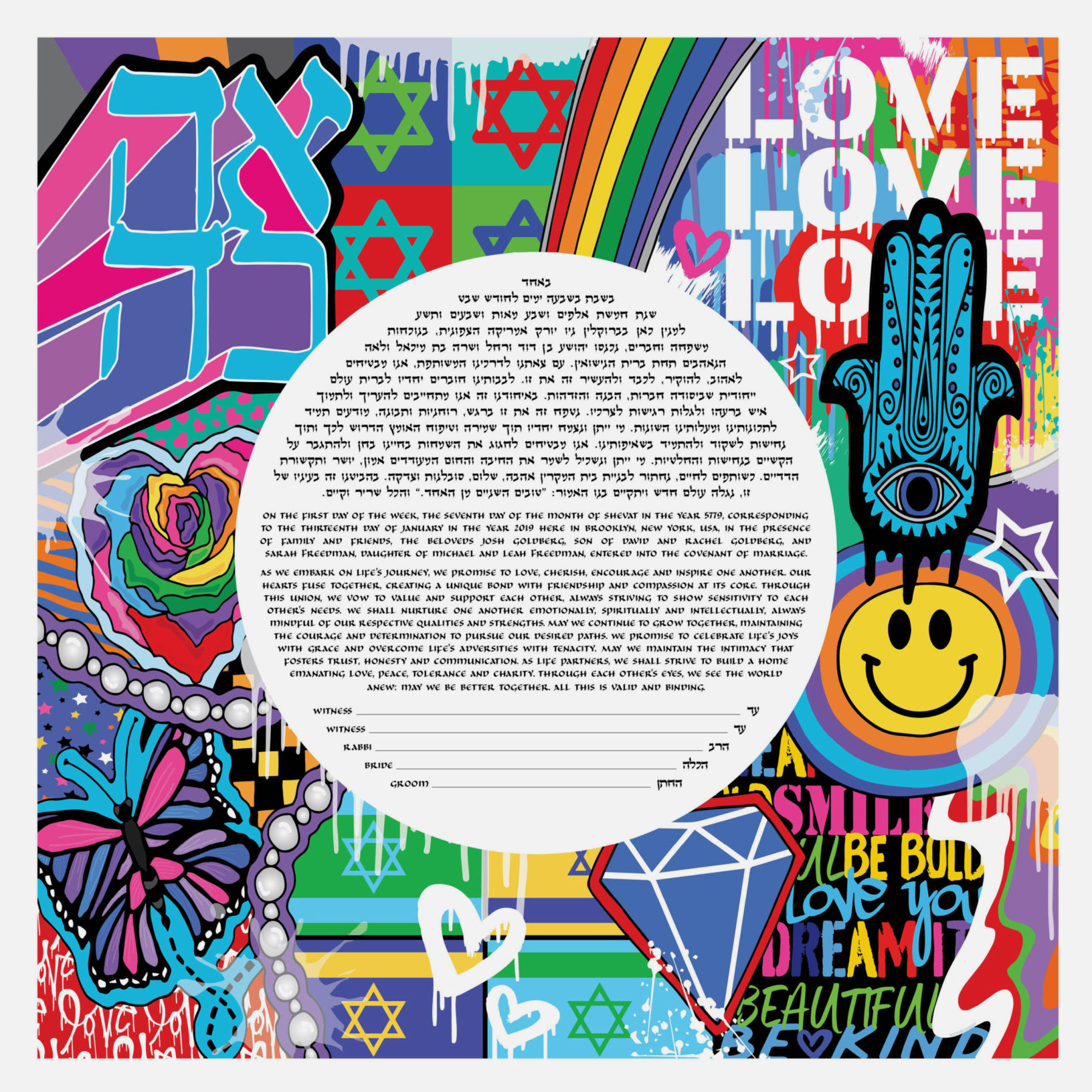 Sammy Handler Giclee Love You More Multi Ketubah Marriage Contracts