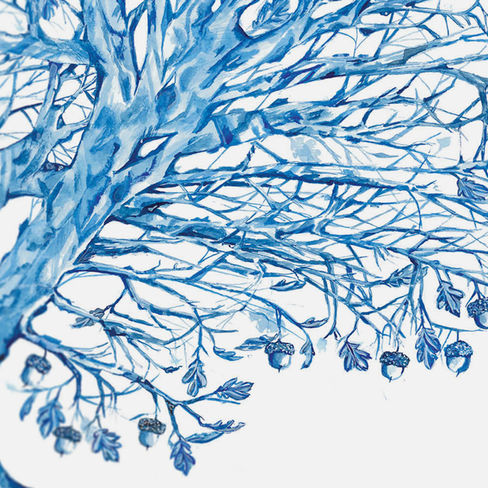 Angela Munitz Giclee Into Our Future Beneath the Leafy Boughs Blue Ketubah Art