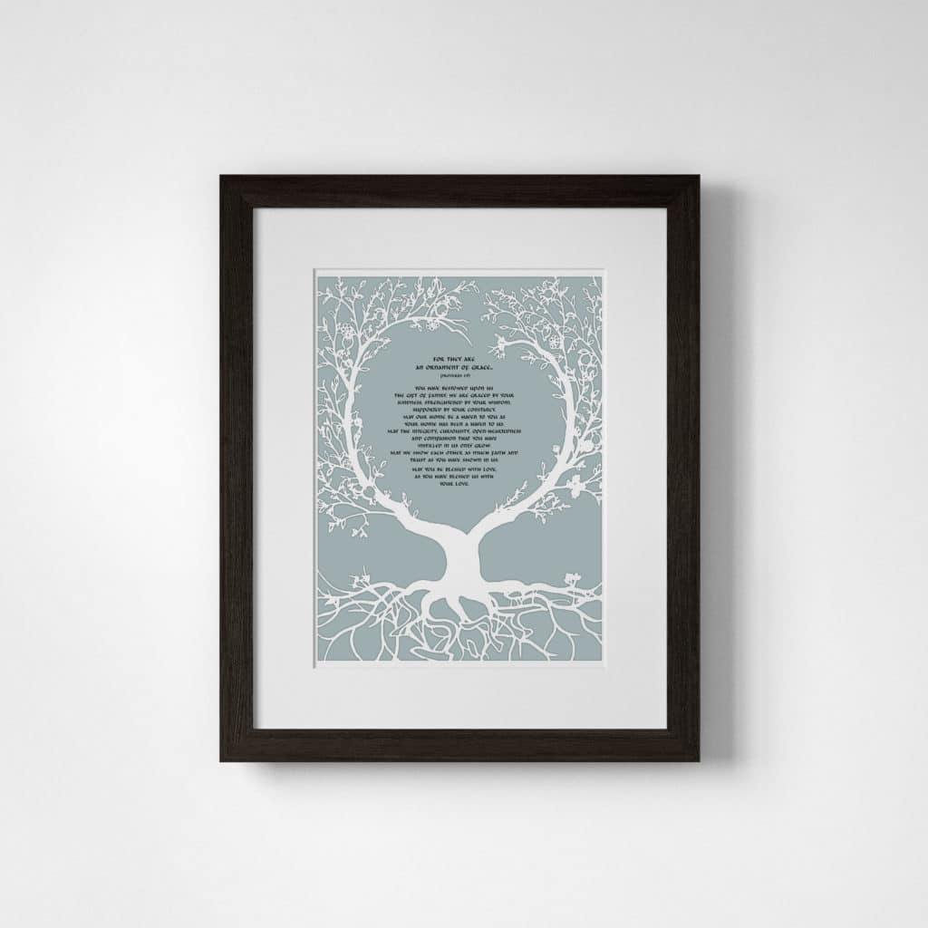 Melody Molayem Papercut Heart-Shaped Tree of Life Papercut Gray-ish Blue Parent Gift Store