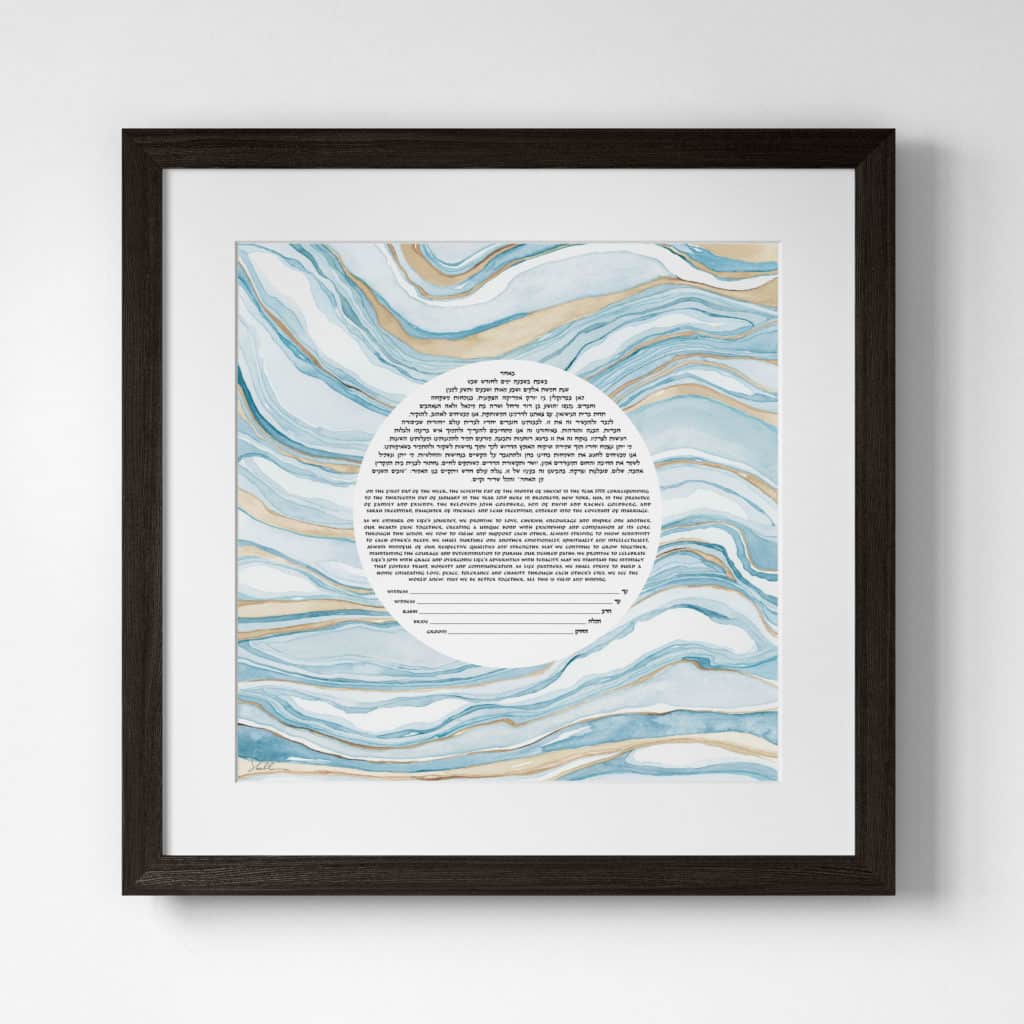 Shell Rummel Giclee Layers of Us Round Turquoise Ketubah Online