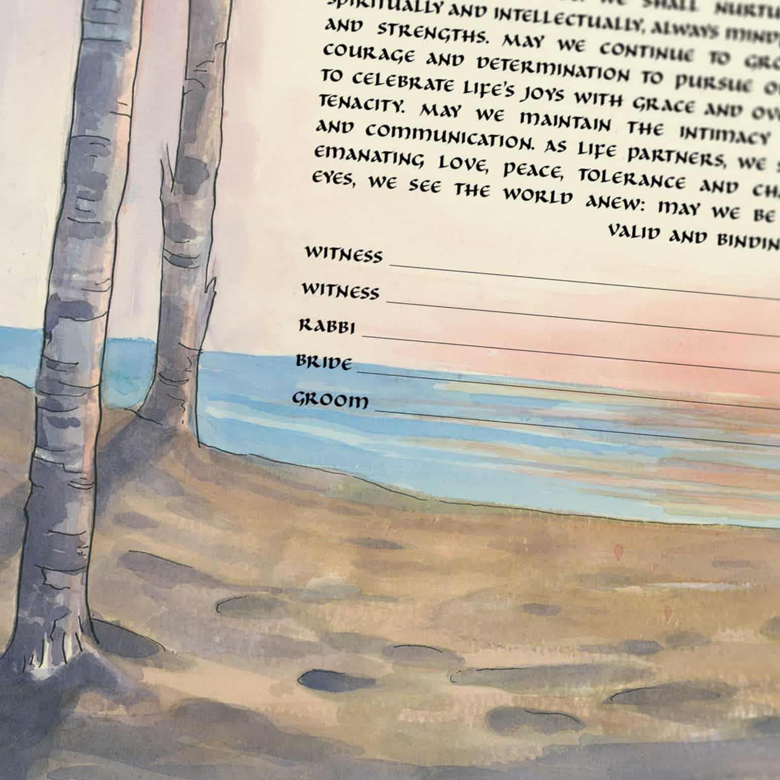 Susan Cone Porges Giclee Married on the Beach Pastel Ketubah Art