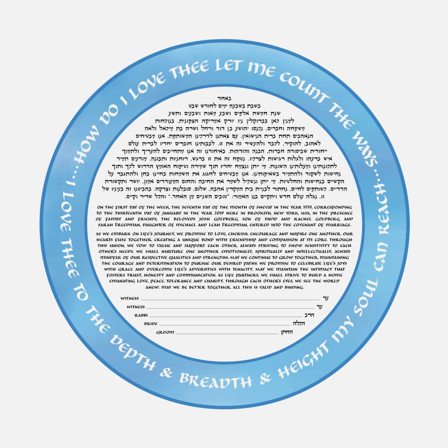 Patty Shaivitz Leve Giclee How Do I Love Thee Sky Ketubah Art