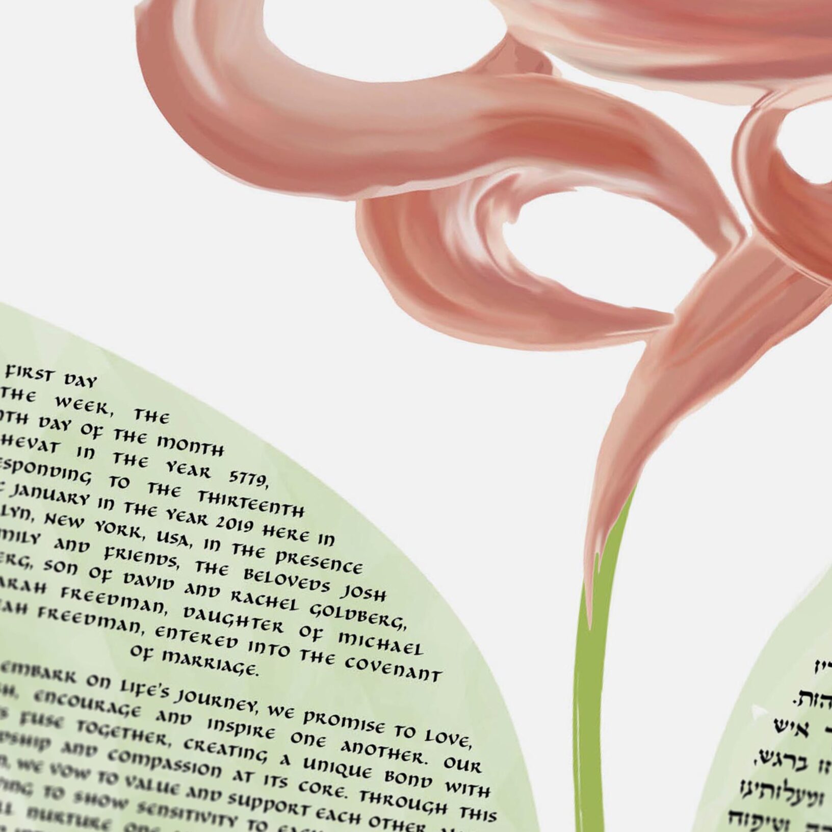 Naomi Broudo Giclee Rose II Pastel Ketubah Marriage Contracts