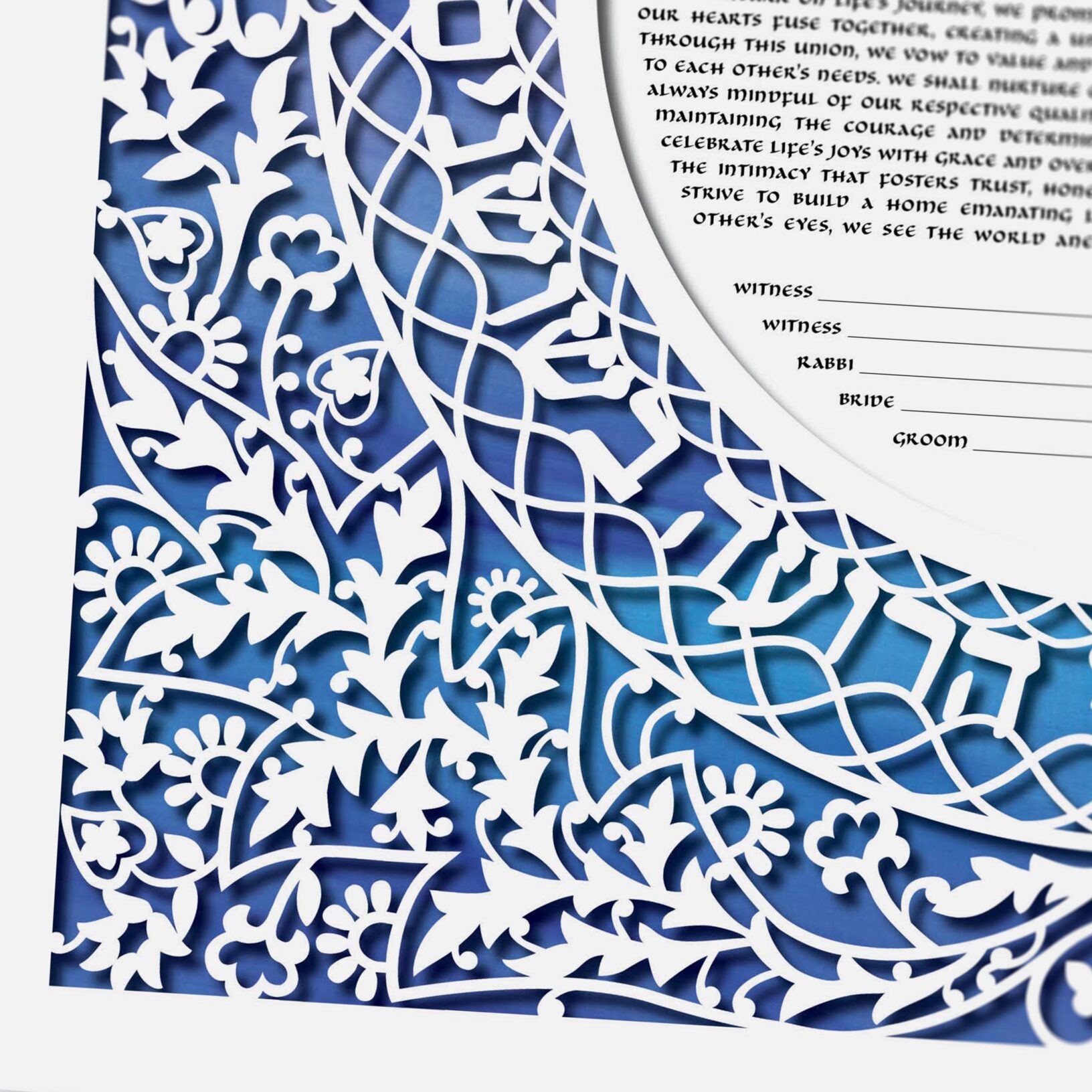 Enya Keshet Papercut Soulmates Papercut Sky Violet Ketubah Designs