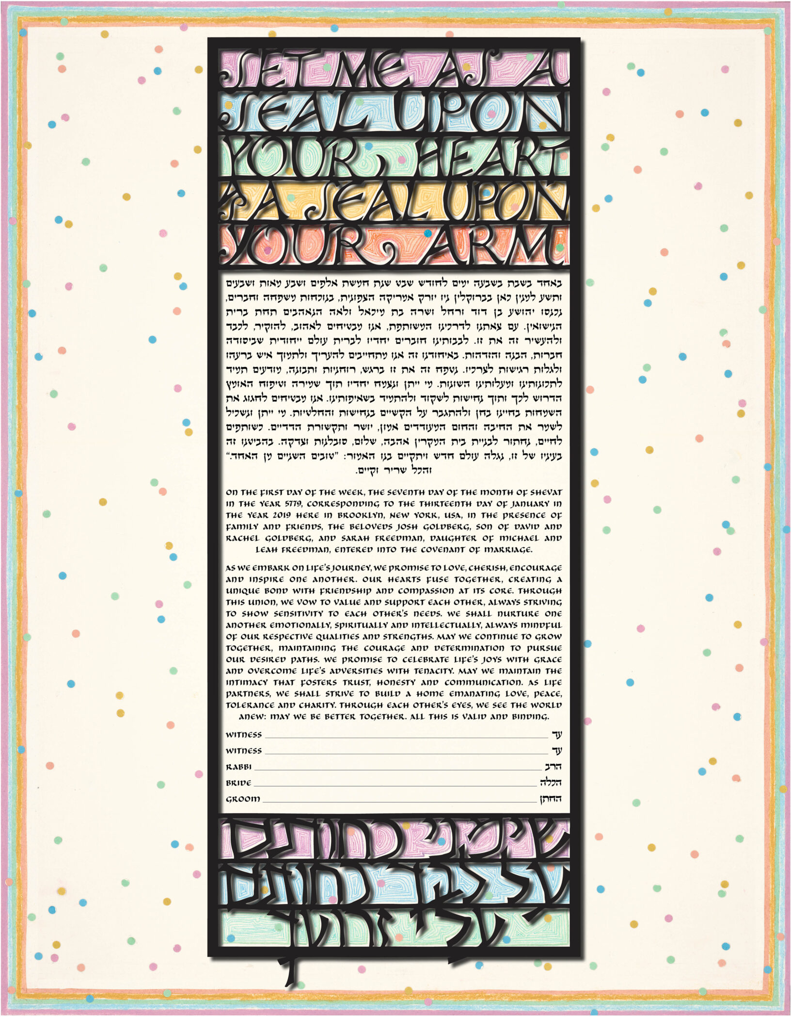 Ruth Stern Warzecha Papercut Confetti I Papercut Pastel Ketubah Designs