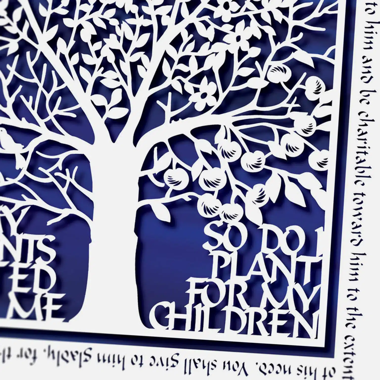 Enya Keshet Papercut Four Season Papercut Blue Silk Honoree Gift For Sale