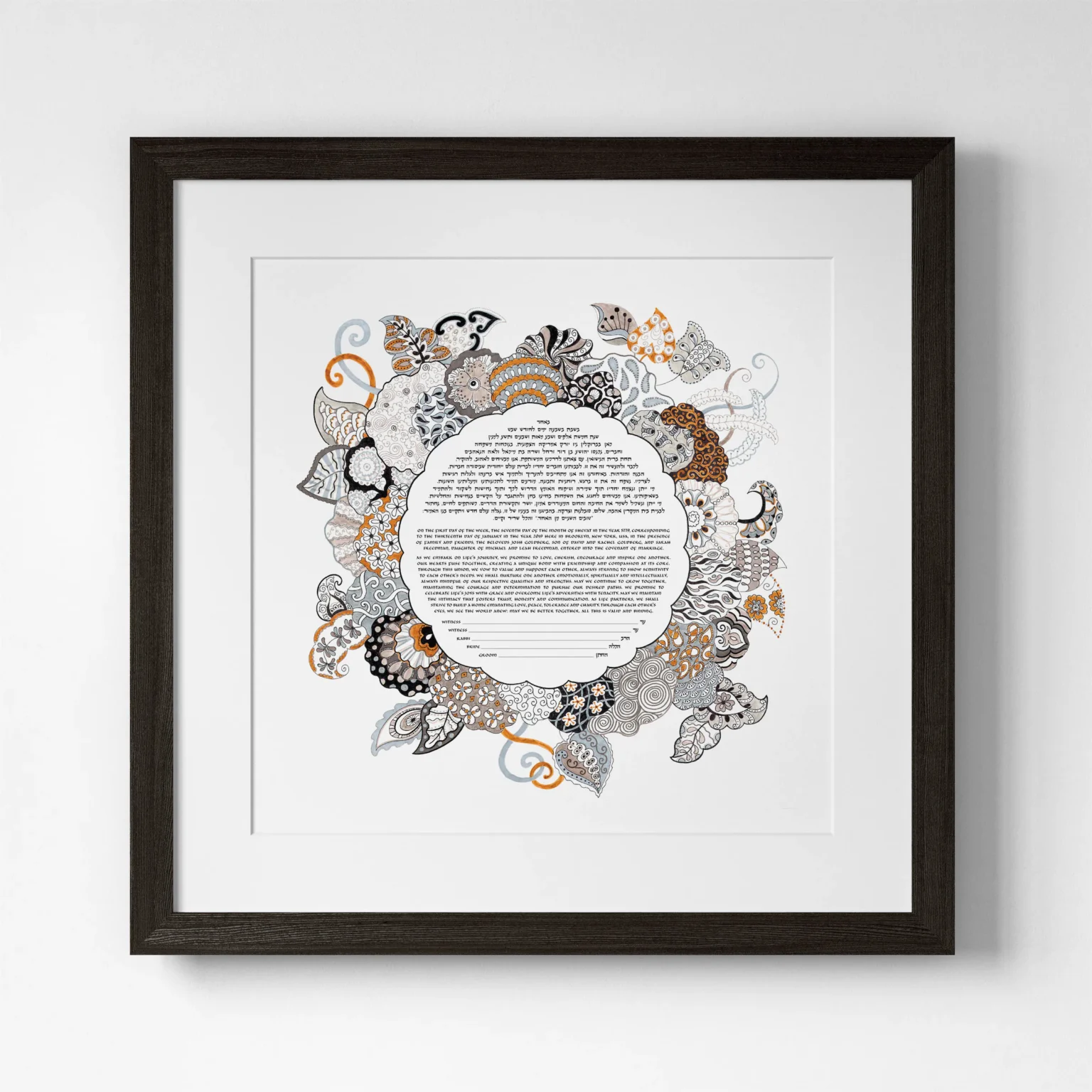 Susanne McGinnis Giclee Wreath of Love Zentangle Multi Ketubah Designs