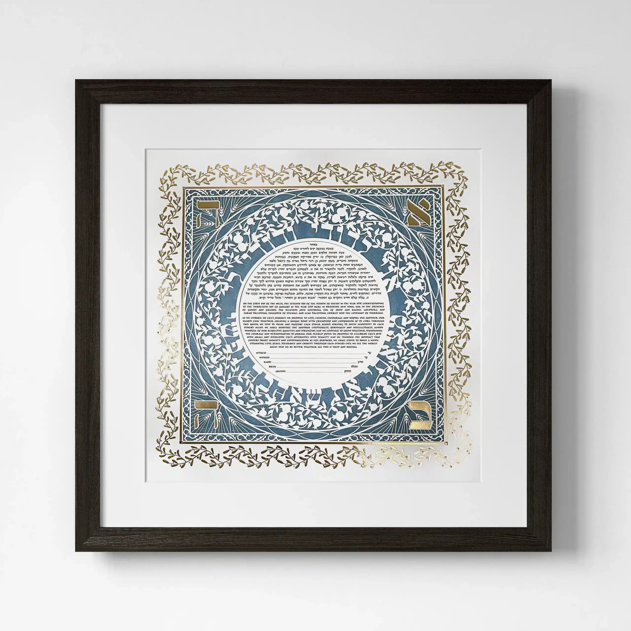 Enya Keshet Luxe Love Papercut Luxe Kurotani Silk Blue Ketubah Online