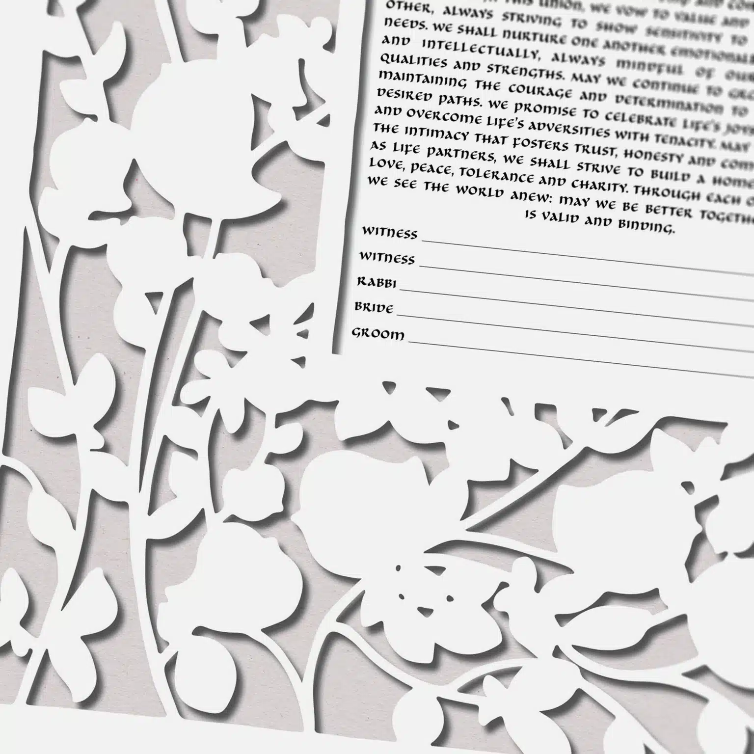 Elena Berlo Beloved Garden Papercut Ketubah Grey Ketubah Toronto